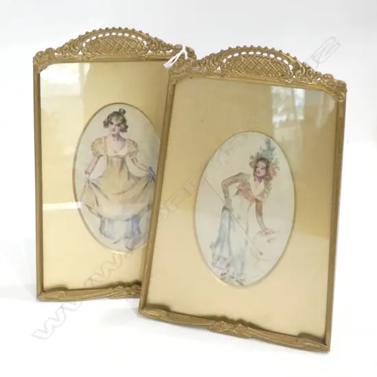 PR PORTRAITS ON SILK - ART NOUVEAU FRAMES - 230 X 155MM