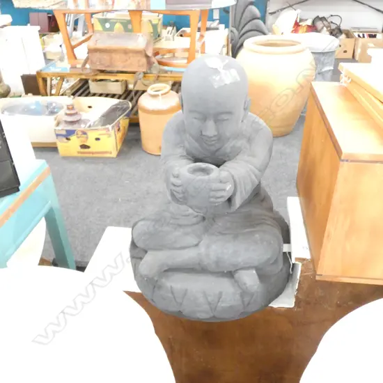 BLACK CEMENT BUDDHA STATUE H. 500MM