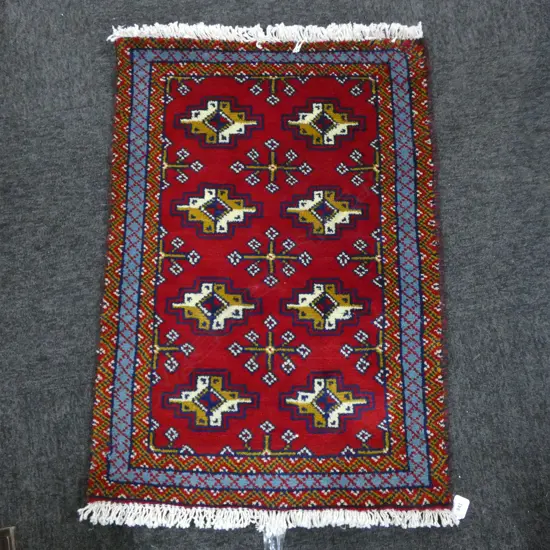(49G) PERSIAN H/KNOTTED TORKAMAN RUG 820 x 520 mm