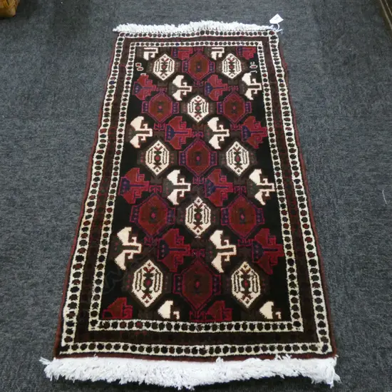 (199G) PERSIAN H/KNOTTED BALOUCHI RUG 820 x 440 mm