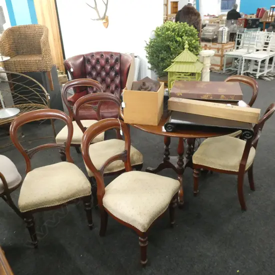 SET 6 COLONIAL KAURI BALLOON BACK DINING CHAIRS 