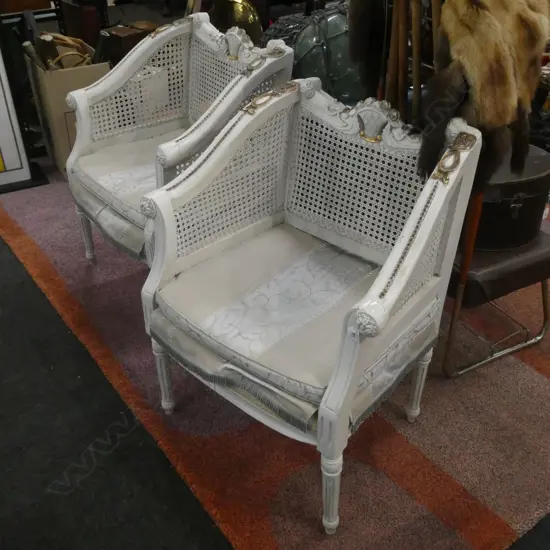 PR WYCOMBE CANE FRENCH STYLE CHAIRS WHITE PAINTED