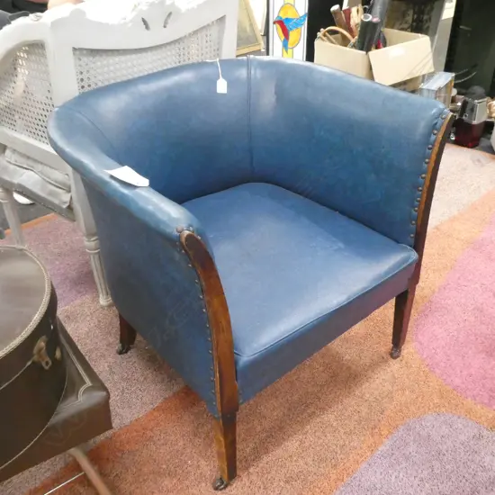 TURQUOISE BLUE VINYL CLUB CHAIR