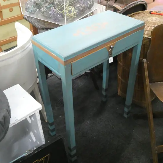 PAINTED SIDE TABLE WITH DRAWER W. 610 X D. 300 X H. 820MM