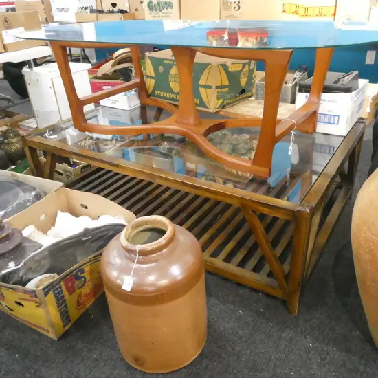 GLASS TOPPED COFFEE TABLE 900 X1400 H. 450MM