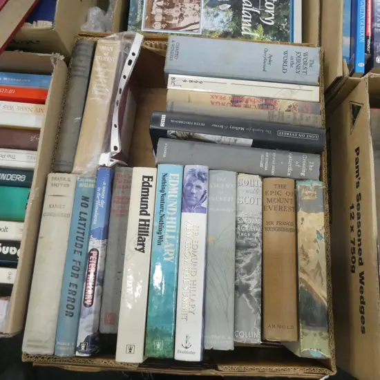 BOX LOT BOOKS; MT EVEREST INTEREST; SIGNED TENZING AUTOBIOGRAPHY