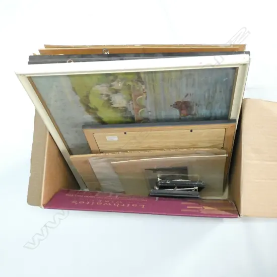 BOX LOT ASST. ARTWORKS, PRINTS ETC