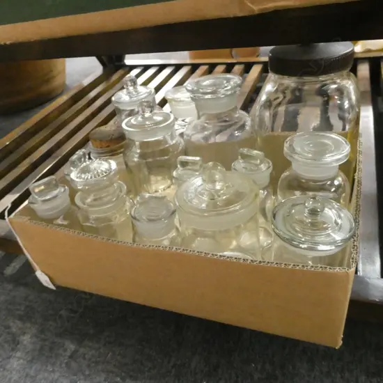 BOX LOT ASST. GLASS CONTAINERS 