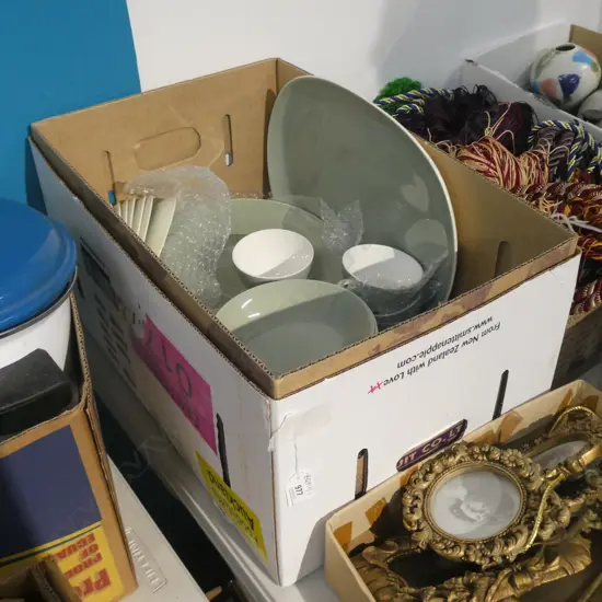 LARGE POOLE 'CAMEO' CELADON DINNER SET