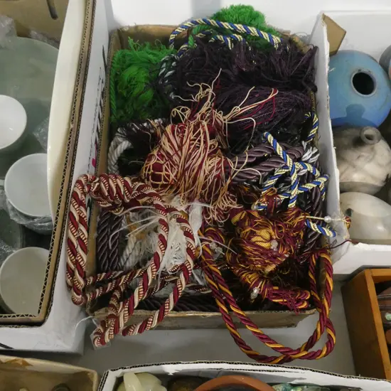 BOX LOT ASST. CURTAIN TIES 