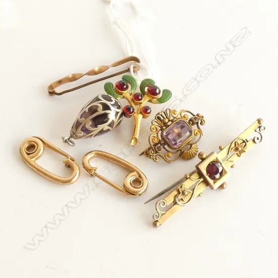6 PCES ASST. GOLD & PURPLE AMETHYST JEWELLERY 