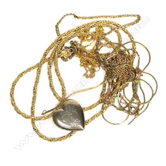 ASST GOLD PLATE, GOLD FILLED CHAINS, TOTAL W. 28GM