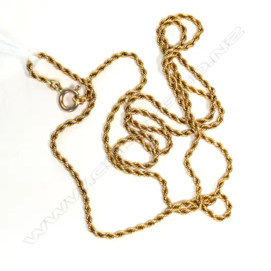 14CT YELLOW GOLD ROPE CHAIN, 3.6GM. L. 450MM