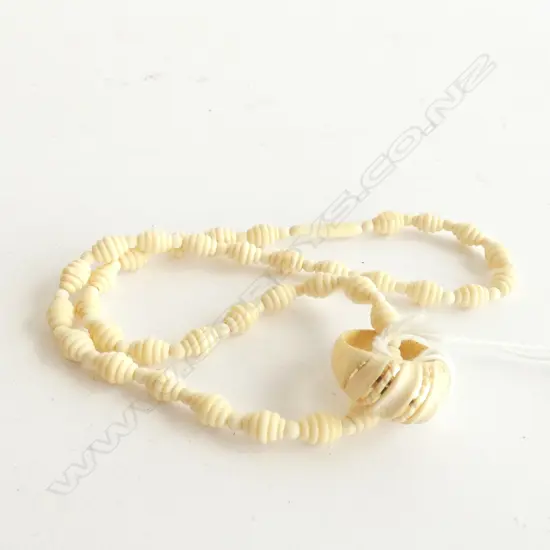 IVORY NECKLACE & RING 14CT GOLD FLECKS
