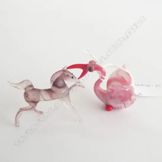 TWO VINTAGE ITALIAN BIMINI MINITURE GLASS ANIMALS - HORSE & SWAN