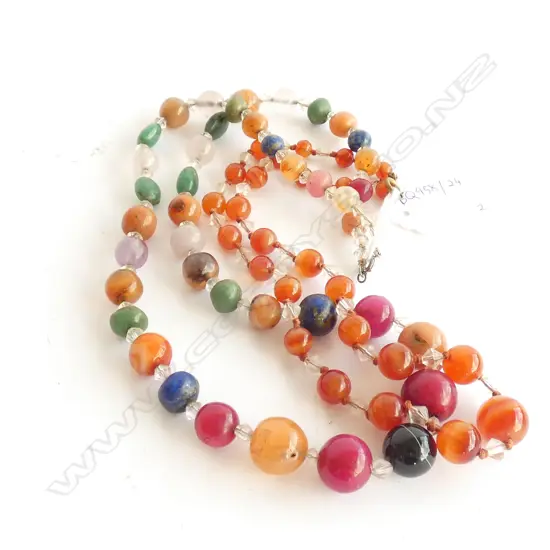 2 NECKLACES; CARNELIAN & GEMSTONES 