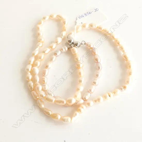 NATURAL FRESH WATER PEARL NECKLACE & BRACELET - MAGNETIC BALL CLASPS 