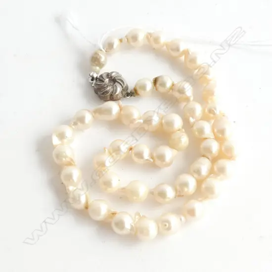 SEMI BAROQUE CULTURED PEARL NECKLACE SILVER CLASP