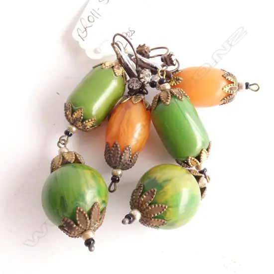 2 PRS OF COSTUME LGE BEAD EARRINGS