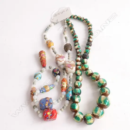 2 VINTAGE VENETIAN COLOURFUL GLASS BEAD NECKLACES