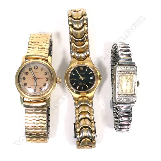 3 VINTAGE WATCHES, ELGIN, PAOLO GUCCI, CAMY