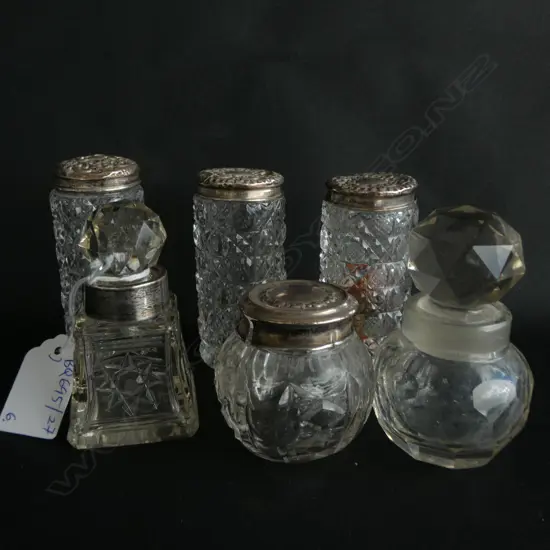 3 STG TOPPED CRYSTAL BOTTLES + 3 OTHER