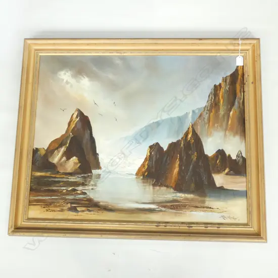 RON PRESTNEY OCEAN SCENE OIL ON CANVAS '71 590 X 745MM AF