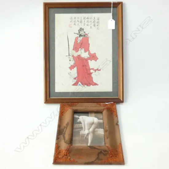 2 ARTWORKS; CHINESE PRINT 280 X 205MM, NUDE PRINT 