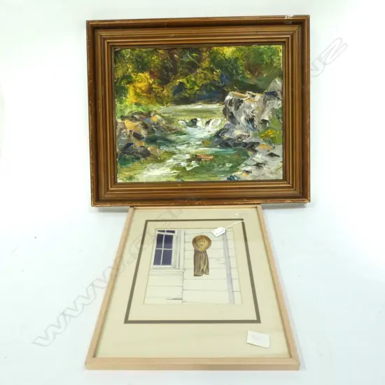 C J CURLE OIL ON BOARD + W/COLOUR 500 X 400 MM