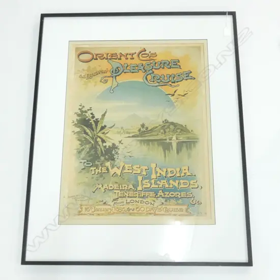FRAMED ORIENT PLEASURE CRUISE LITHOGRAPH POSTER 610 X 465MM
