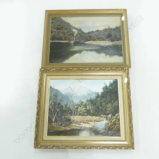 S. THOMSON RIVER BOAT SCENE OIL ON BOARD 395 X 545MM + AMY SHARP LANDCSCAPE OIL