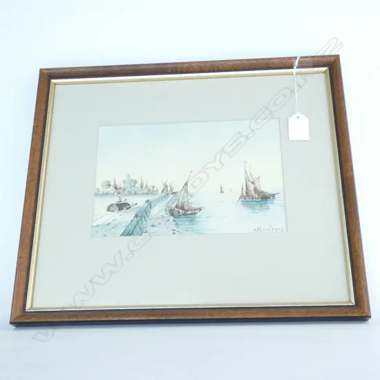 WATERCOLOUR ON BOARD - SAIL BOATS BY 'A MONTAGUE'  220 X 140MM