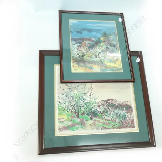 2 ARTWORKS; SIGNED ABSTRACT LANDSCAPE PRINT 49/150 460 X 550MM + SIMILAR PRINT