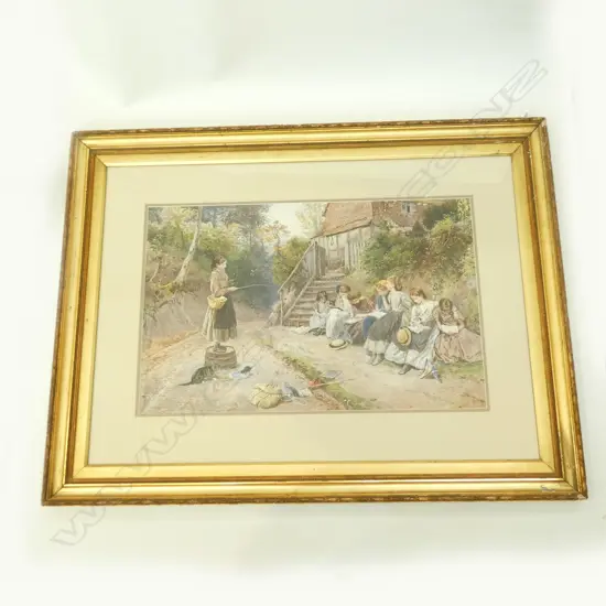 THOMAS KELL AFTER BIRKET FOSTER 'PLAYING AT SCHOOL' CHROMO-LITHOGRAPH 430 X 670MM 