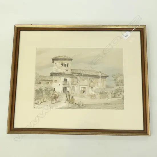 JOHN FREDERICK LEWIS (1805-1876) HAND COLOURED LITHOGRAH 'CASA DE FRASCITO SANCHEZ' 1834 255 X 360MM