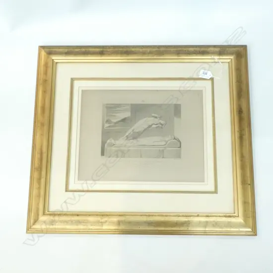 WILLIAM BLAKE ENGRAVING, 'The Soul Hovering over the Body Reluctantly Parting with Life'