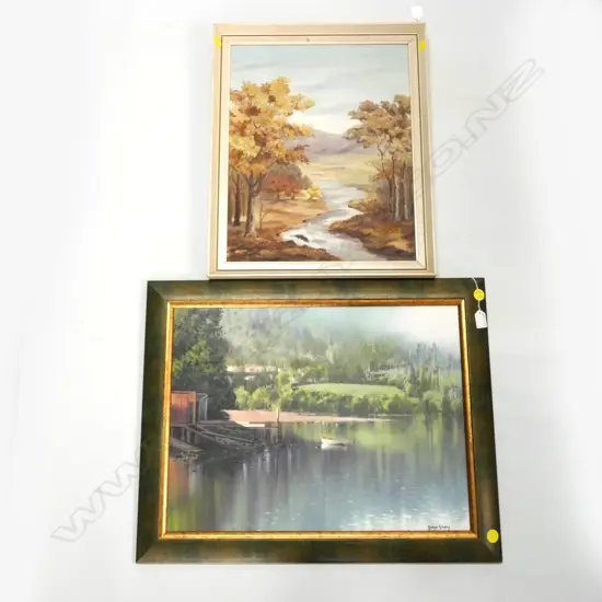 2 ARTWORKS; LANDSCAPES PRINT & OIL 440 x 580 mm