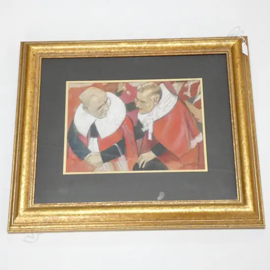 RON STENBERG (1919-2017), PRELIMINARY SKETCH FOR 'HOUSE OF LORDS', GRAPHITE/PASTEL, SIGNED. 245 x 340mm