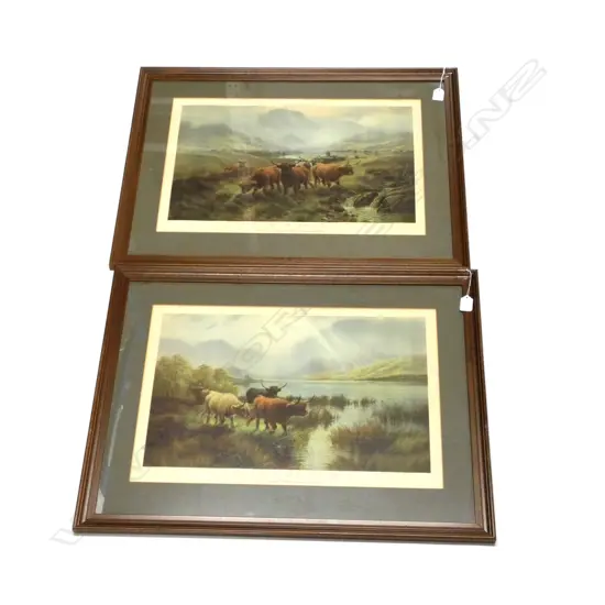 PR FRAMED SCOTTISH CATTLE 'SUNRISE ON LOCK KATRINE' 550 X 370MM