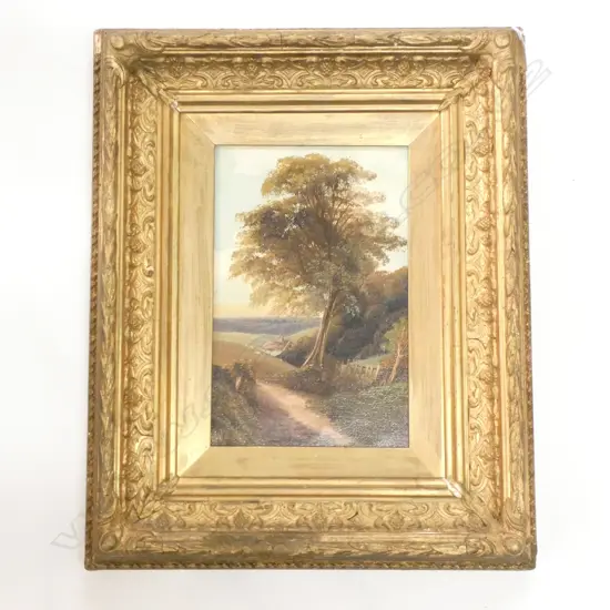 LATE 19thC GILT FRAMED TREE OIL ON BOARD 290 X 185MM