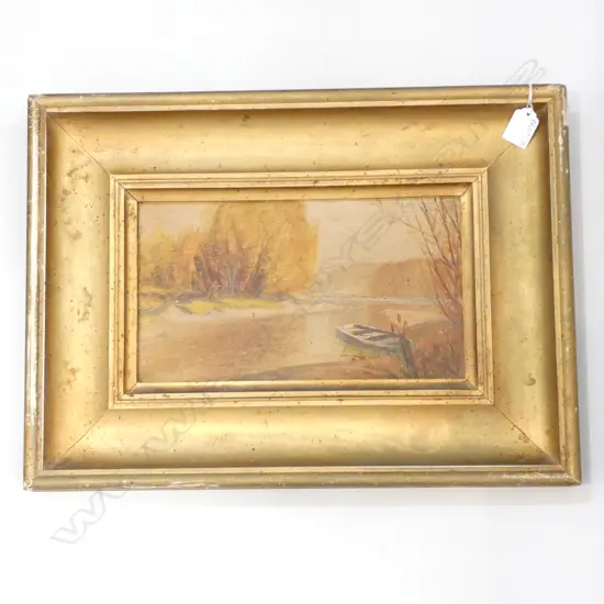 H. H. PATTLE RIVER SCENE OIL 165 X 295MM GILT FRAME WITH BORER