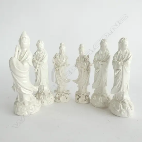 6 BLANC DE CHINE QUANYIN FIGURES H. 185MM MINOR LOSSES