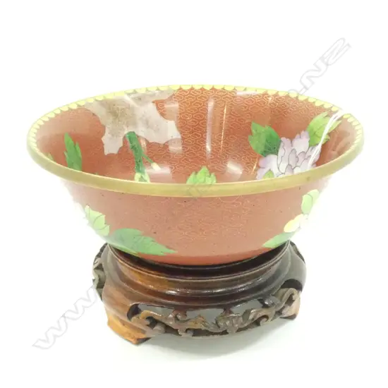CLOISONNE BOWL ON STAND 155MM DIA