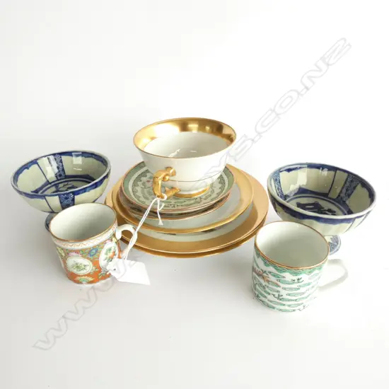 3 SETS OF CUPS + B/W DISHES 
