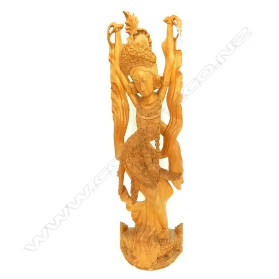 CARVED WOODEN BALINESE LADY H. 775MM