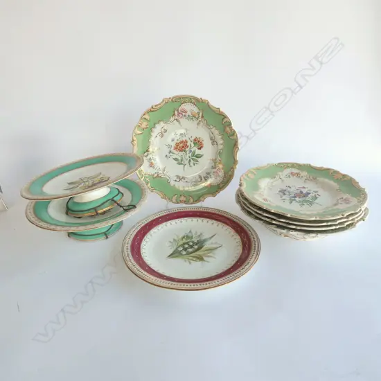 5 ANTIQUE PLATES + 3 TAZZAS