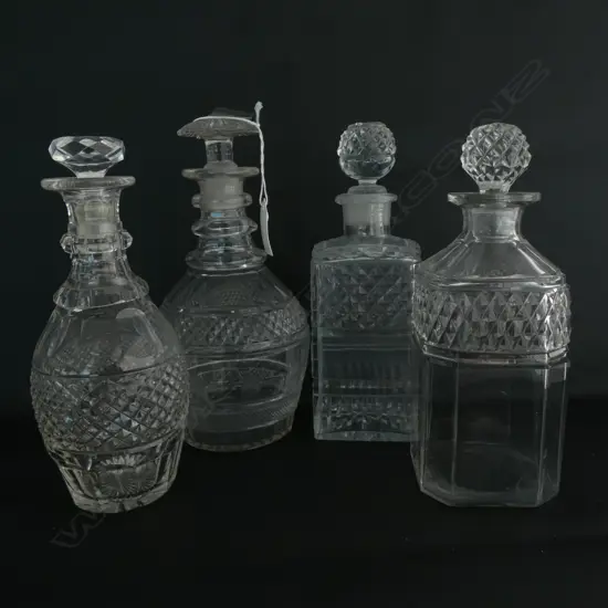 4x GLASS GEORGIAN DECANTERS