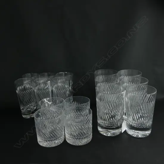 TUDOR CRYSTAL 6 TALL GLASSES (H.135MM) & 6 BEER GLASSES (H. 135MM) & 4 WHISKY TUMBLERS