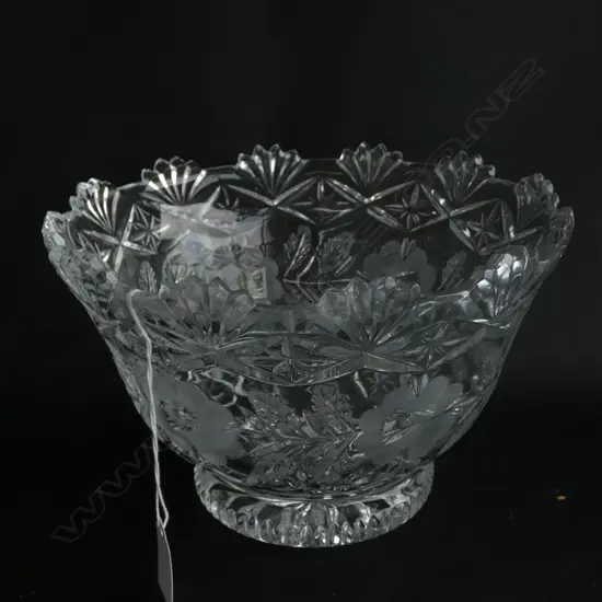 LG CUT CRYSTAL & FLORAL ETCHED BOWL - H. 150 DIA 230MM