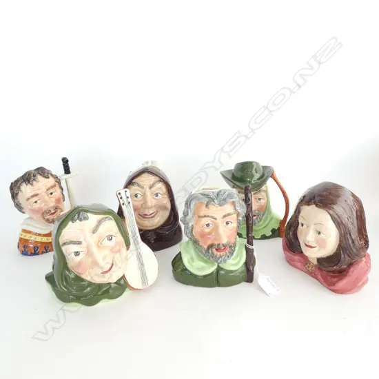 6 SYLVAC CHARACTER JUGS; ROBIN HOOD CHARACTERS H. 160MM